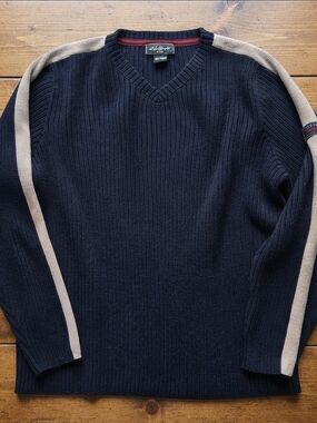Eddie Bauer Men's Ribbed V-Neck Sweater - Navy
